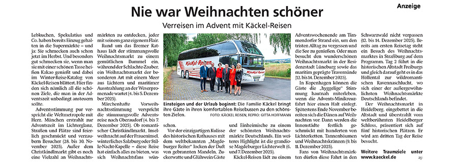 Käckel-Reisen Weihnachten 2025