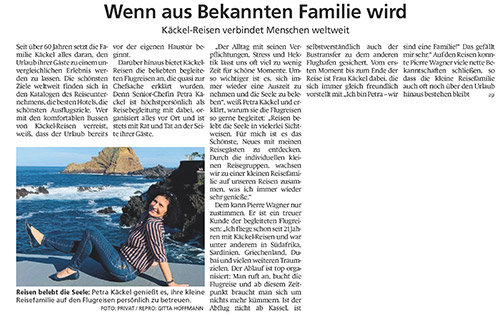 Annonce "Käckel-Reisen verbindet Menschen weltweit"