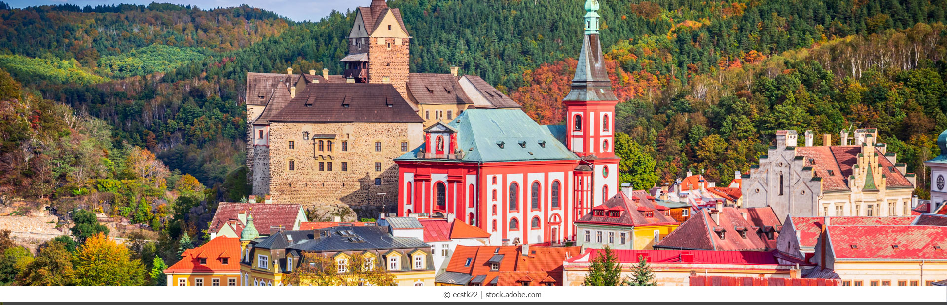 Loket, Tschechische Republik. Böhmen, im Ohre-Tal