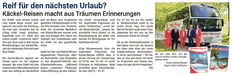 Annonce "Reif für den nächsten Urlaub?"