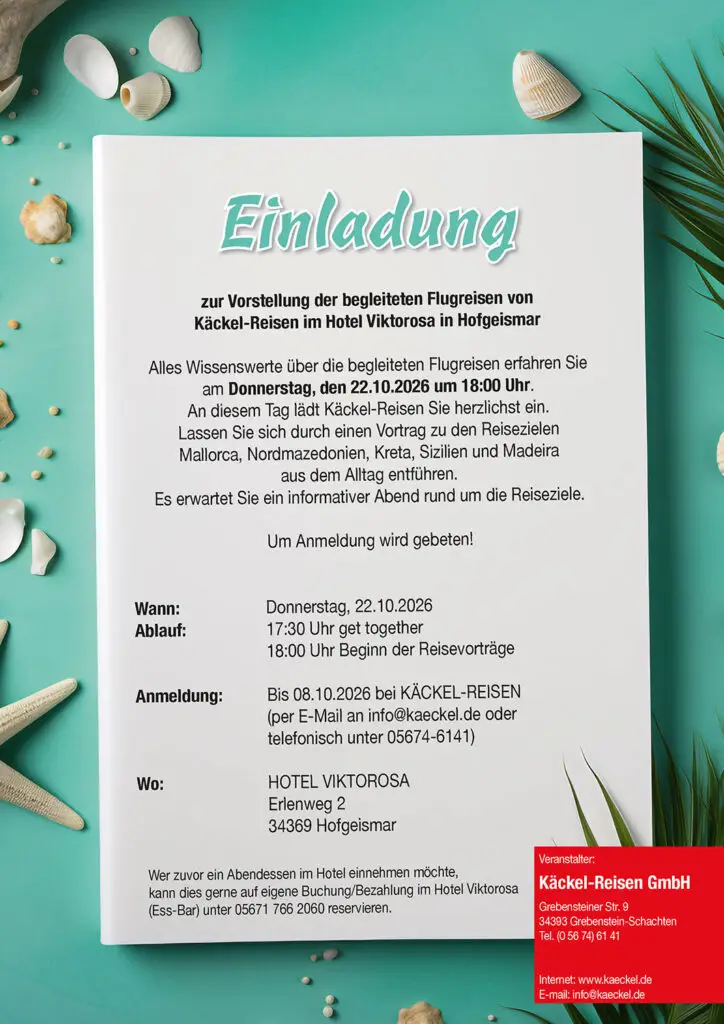 Einladung zum Reisevortrag zu den Flugreisen 2027